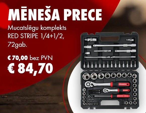 Mucatslēgu komplekts RED STRIPE 1/4+1/2 72gab.